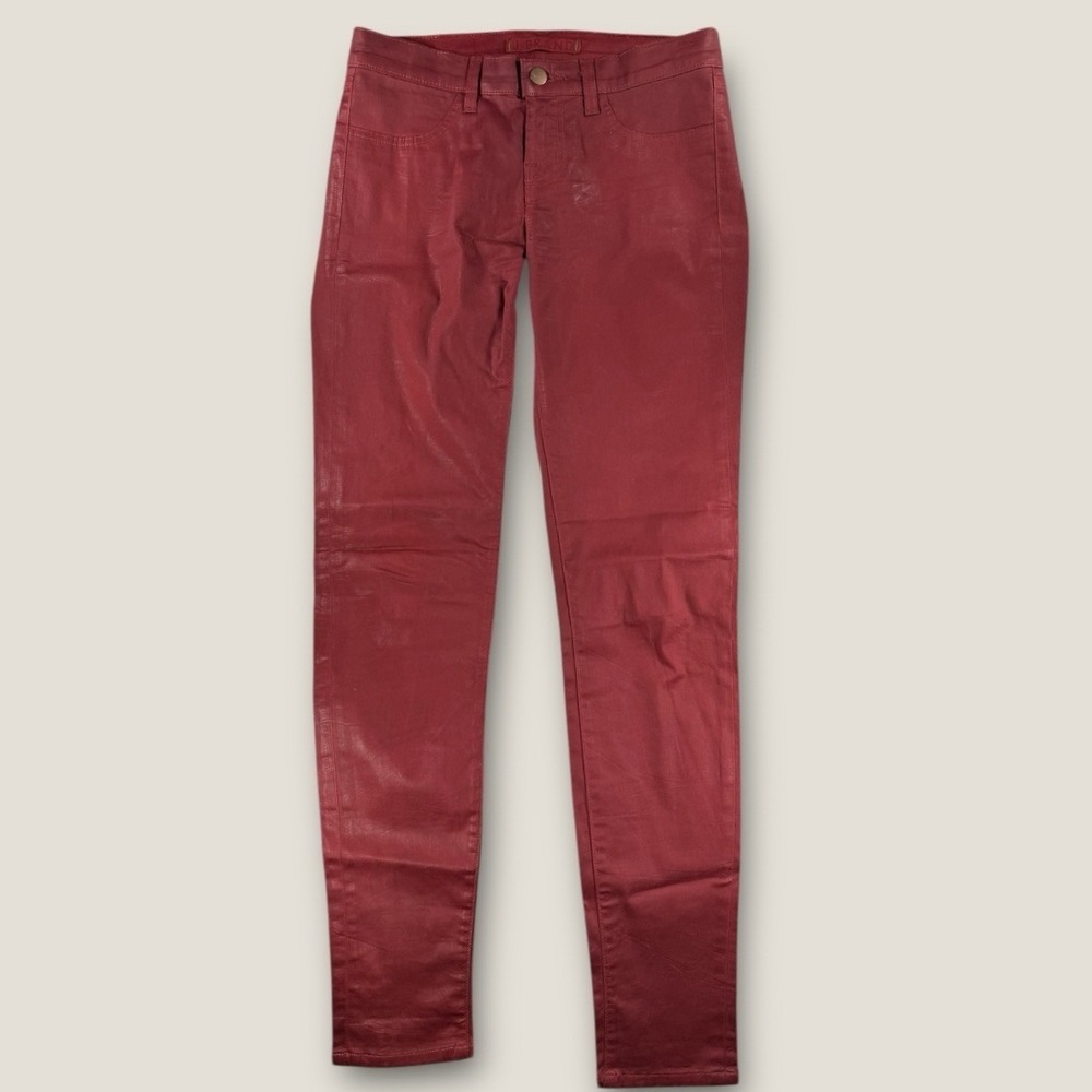 J Brand Intermix‎ 901 Legging Jeans Size 26 Coated Red Waxed Skinny Low Rise